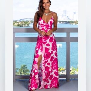 Luxxel pink floral maxi dress